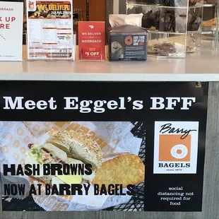a sign on the counter