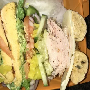 a sandwich in a styrofoam container