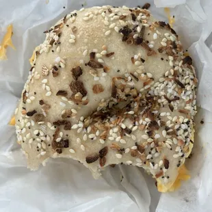 Eggel with Cheese (two bites in)