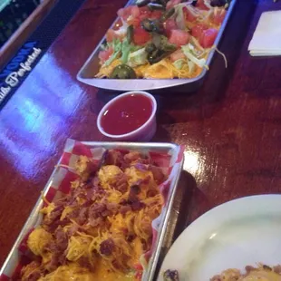 Bacon cheddar tator tots and nachos