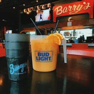 a cold beverage and a drink