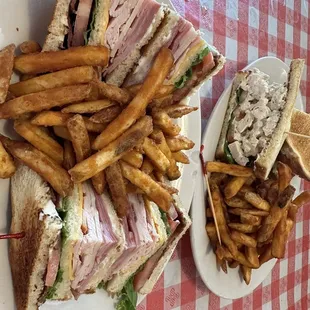 Club sandwich and chicken salad