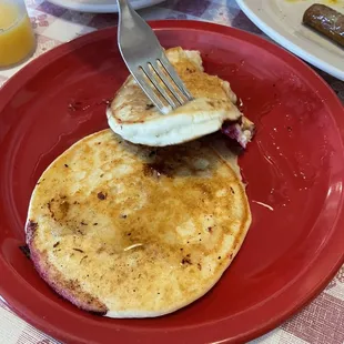 Gluten free pancakes with raspberries