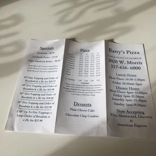 the menu