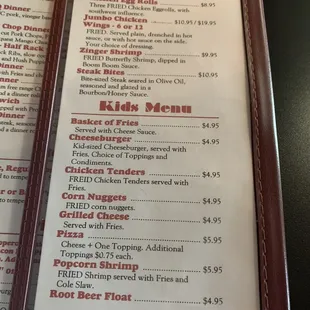 Barry's menu July 2021 - kids &amp; apps