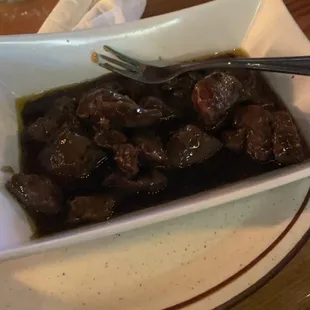 Steak bite with bourbon sauce