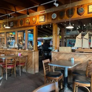 Decor from dining room, looking into bar/entrance area