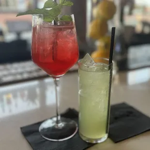 Spritz and cucumber mint mocktail