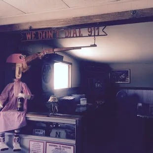 We don't call 911, lol is hanging in doorway