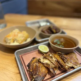 a tray of food on a table
