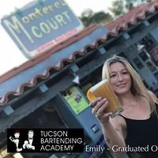Emily working the bar at Monterey Court!