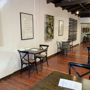 tables and chairs in the tasting room