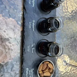 Red wine tasting flight