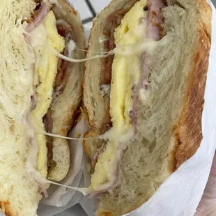 Bartha never disappoints us. Here is the ham bacon egg and cheese croissant.