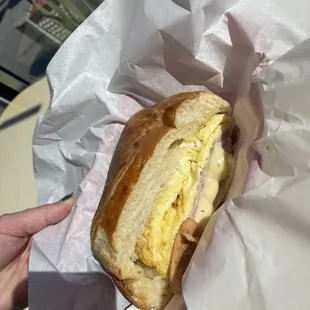 #19 ham, egg, cheese croissant sandwich