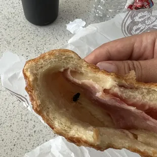 THEY BAKED A FLY IN MY HAN AND CHEESE CROISSANT IM SO DISGUSTED HOW DO U MISS THAT