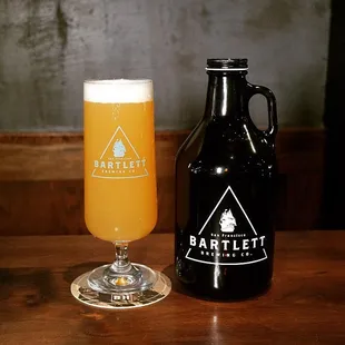 Growlers and beer glasses