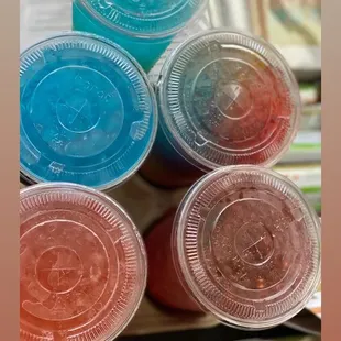 a stack of plastic containers