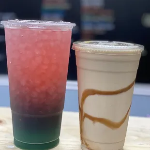 two drinks on a table