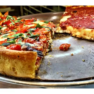 Original Deep Dish Cheese Pizza &amp; The Margherita Deep Dish Pizza! The Margherita was My Choice! Look Good! Taste even Better!Chicago Heaven!