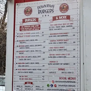 Downtown Burgers Food Truck Menu
