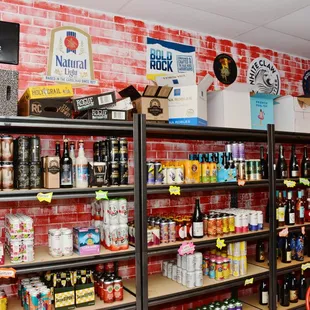 shelves of alcohol and beer