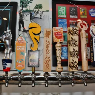 a selection of beer taps