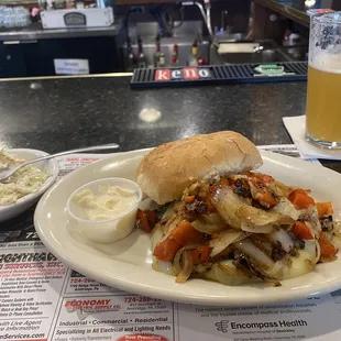 Portabello sandwich coleslaw blue Moon hazy IPA