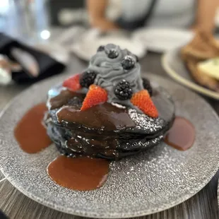 Charcoal buttermilk pancakes