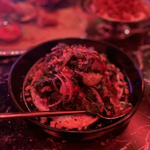 a bowl of food on a table