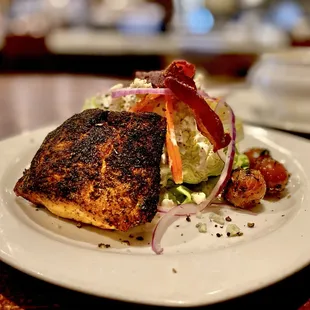 The Wedge Salad. Add Blackened Salmon. Excellent. Moi Fave OuiOui :)...