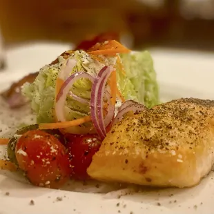 The wedge w/salt crusted salmon added. (Fresh cracked black pepper on top)