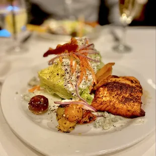 2 Gorgeous Bosom's wedge salad, add blackened salmon. Both our faves OuiOui.