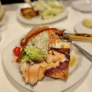 Wedge salad add blackened salmon MEDIUM. Always cooked perfectly OuiOui :)..
