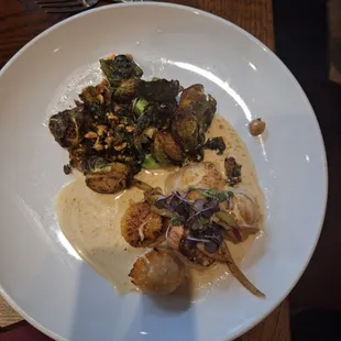 Scallops with Brussel sprouts