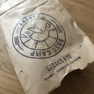 a bag of bread on a table