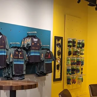 a display of clothing and accessories