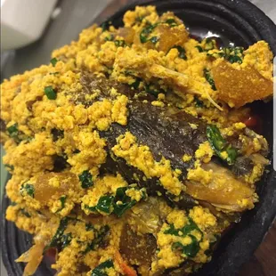 a bowl of food on a table