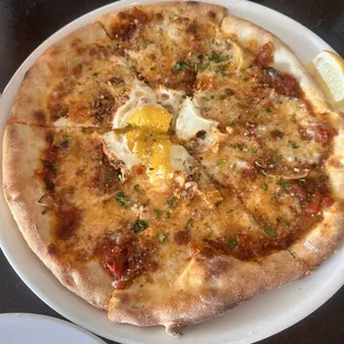 Special pizza of the day with egg