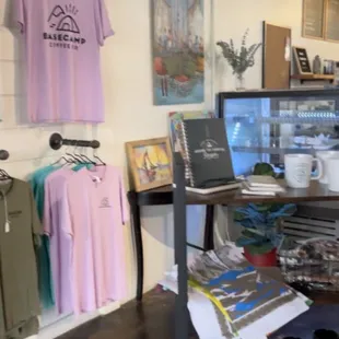 a display of merchandise in a coffeehouse