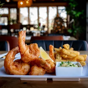 Coconut Beer Battered Shrimp with Fries