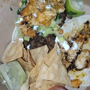 2 large  tacos with chips