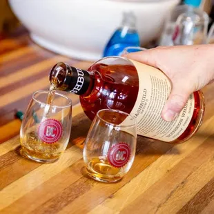 a person pouring a glass of wine