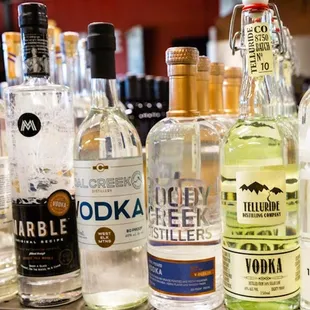 a variety of bottles