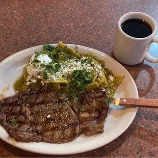 Ribeye w/salsa verde chilaquiles (was told this was a larger than normal steak)