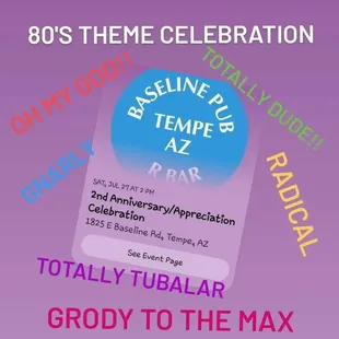 Anniversary/Customer Appreciation!! 27 July. Stop in for some fun. Rock your 80s Outfit!!!