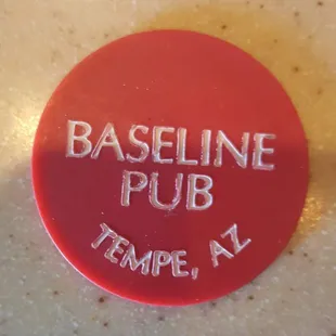 the base of a red button