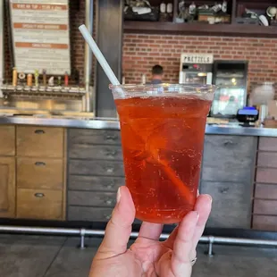 Strawberry hibiscus soda with vodka