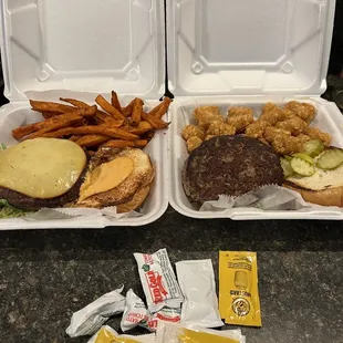 two trays of food