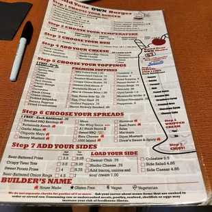 the menu for the restaurant